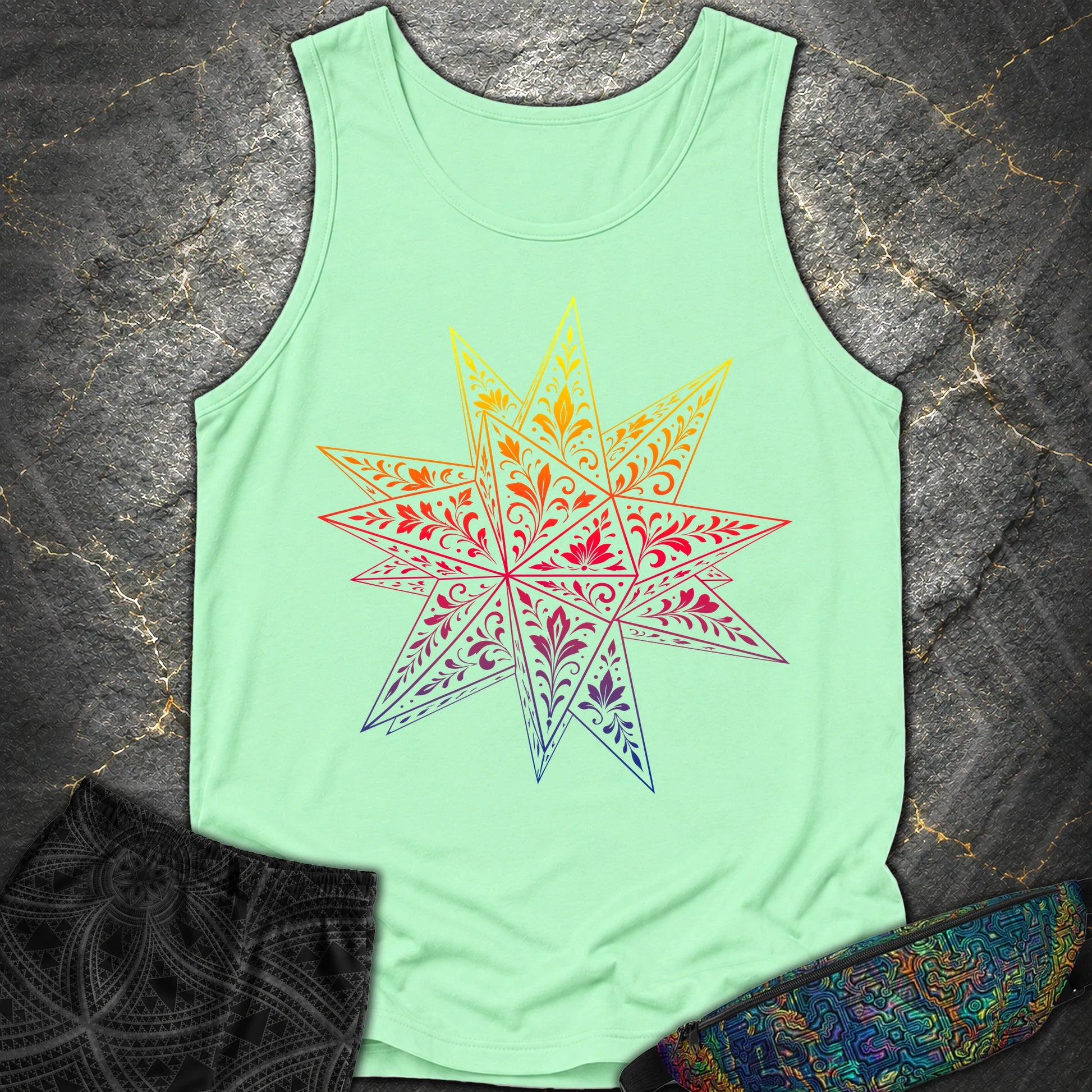 Colorful Stellated Dodecahedron - Colorful Stellated Dodecahedron Comfort Tank Top - Island Reef
