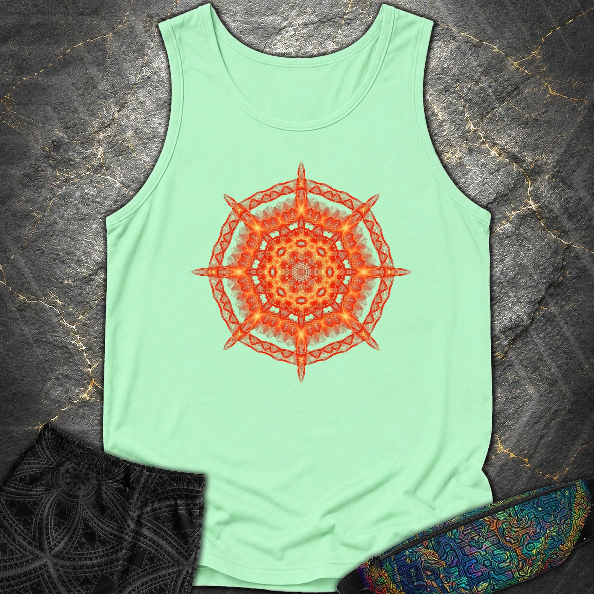 Radiant Geometry Portal Mandala - Radiant Geometry Portal Mandala Comfort Tank Top - Island Reef