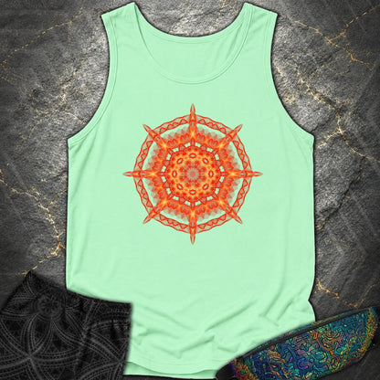 Radiant Geometry Portal Mandala - Radiant Geometry Portal Mandala Comfort Tank Top - Island Reef