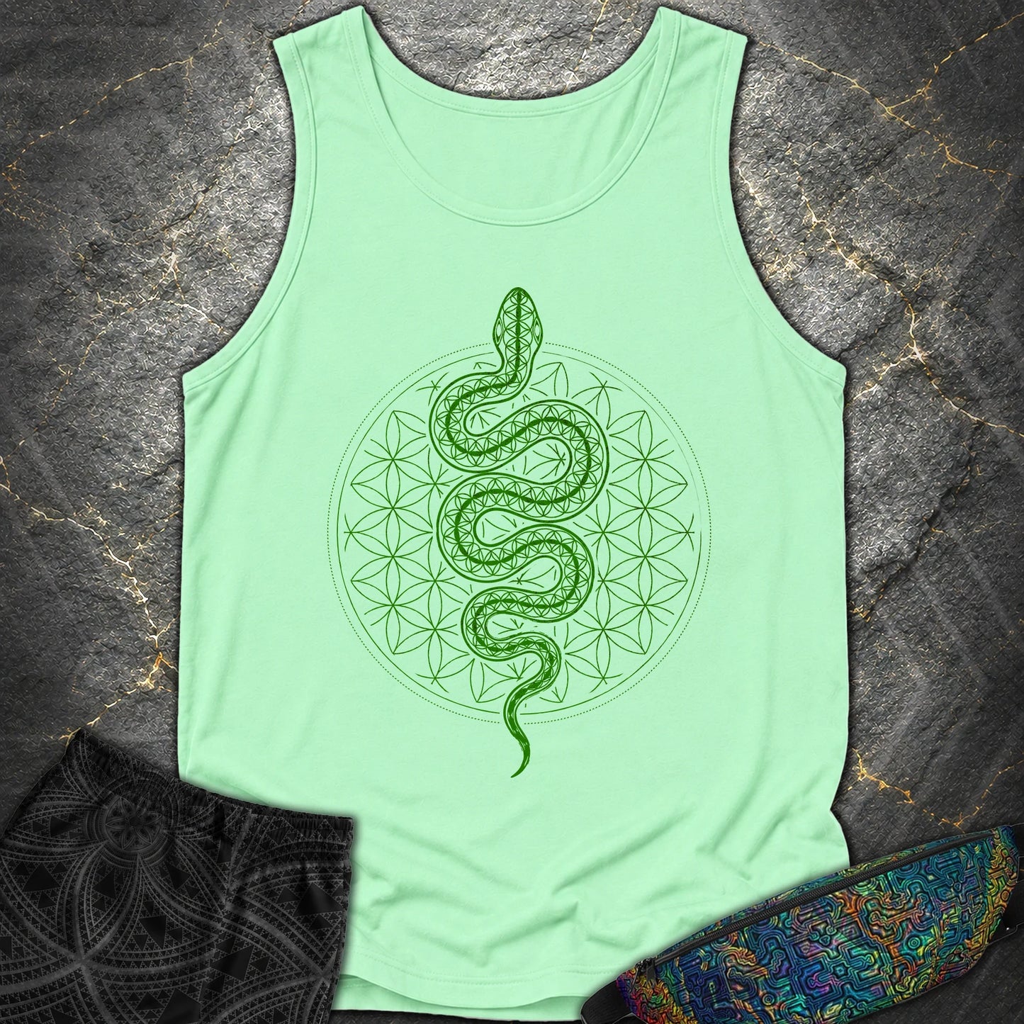Flower of Life Serpent Comfort Tank Top - Flower of Life Serpent Comfort Tank Top - Island Reef
