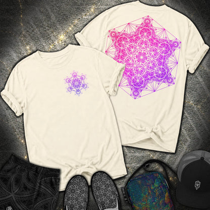 Metatron's Tesseract 2 Sided Comfort T-shirt - Metatron's Tesseract 2 Sided Comfort T-shirt - Ivory