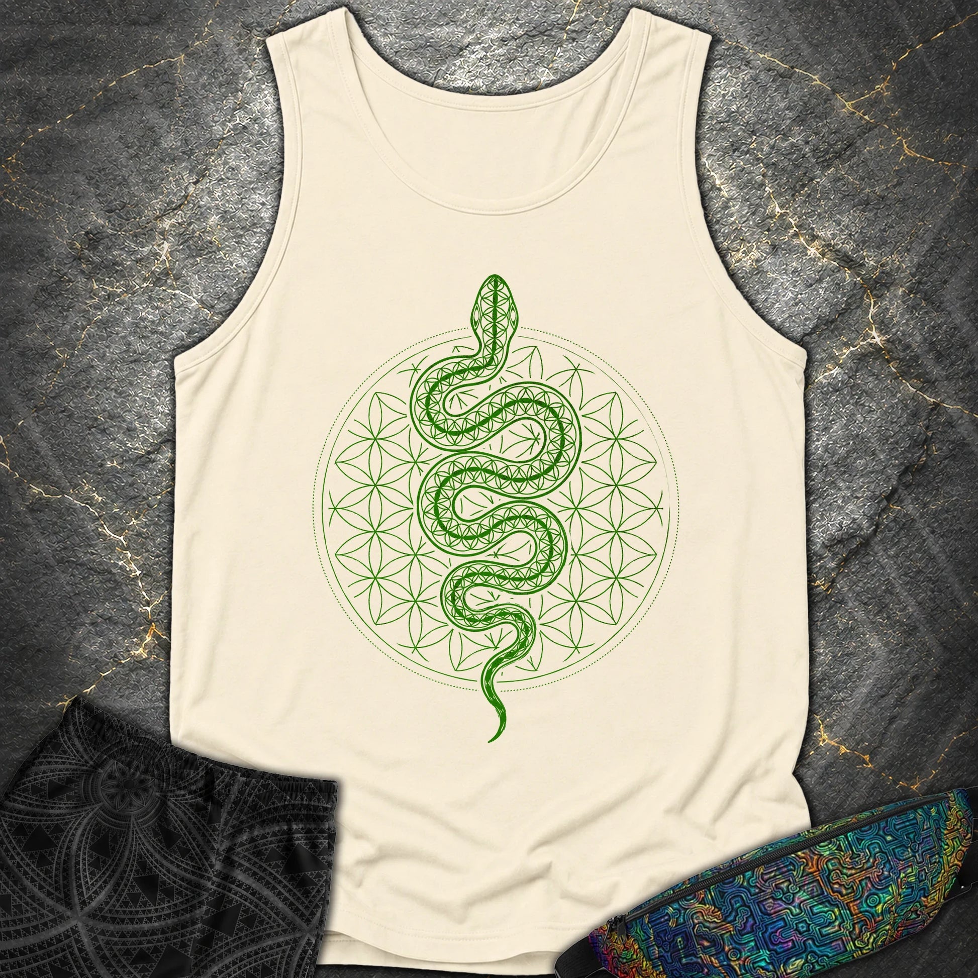 Flower of Life Serpent Comfort Tank Top - Flower of Life Serpent Comfort Tank Top - Ivory