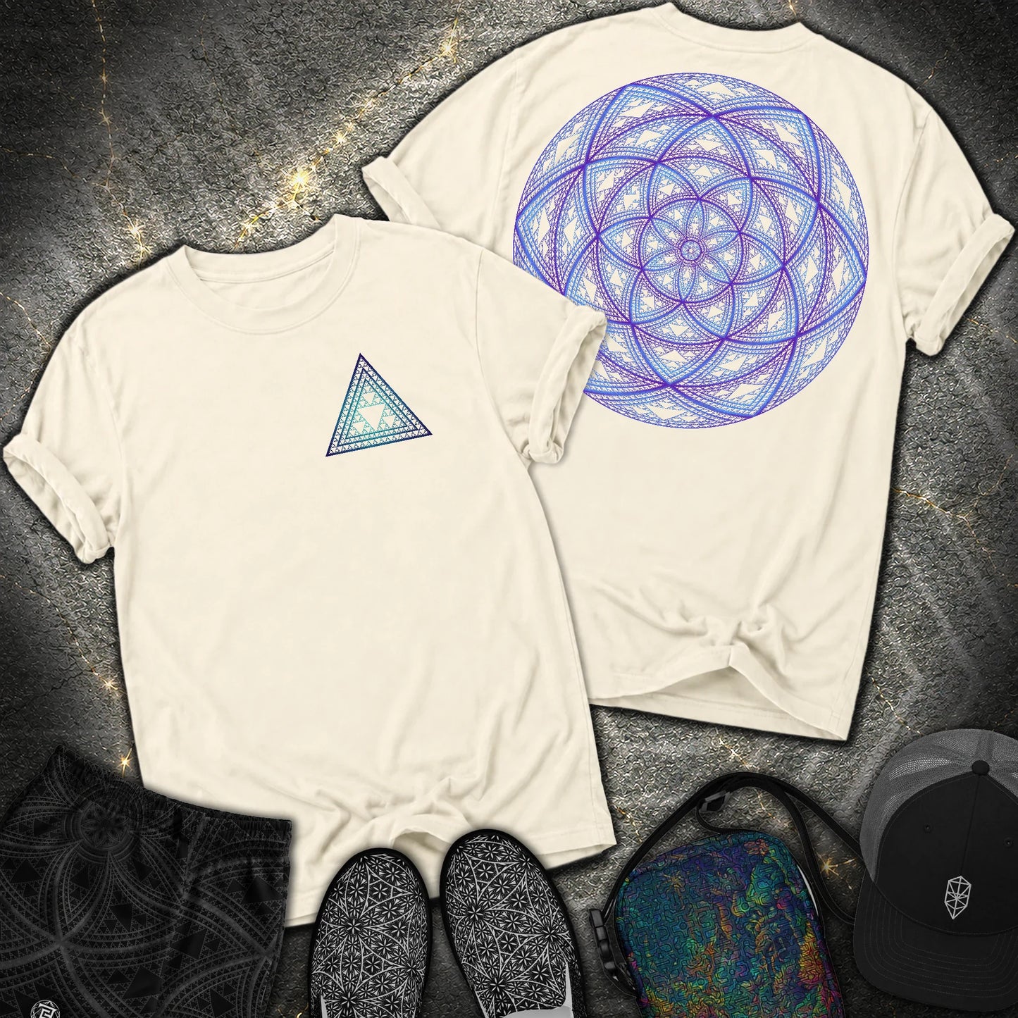 Sierpinski Seed Of Life 2 Sided Comfort T-Shirt - Sierpinski Seed Of Life 2 Sided Comfort T-Shirt - Ivory