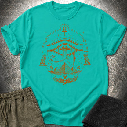 Ancient Eye Over Alien Pyramids - Ancient Eye Over Alien Pyramids T-Shirt - Jade Dome
