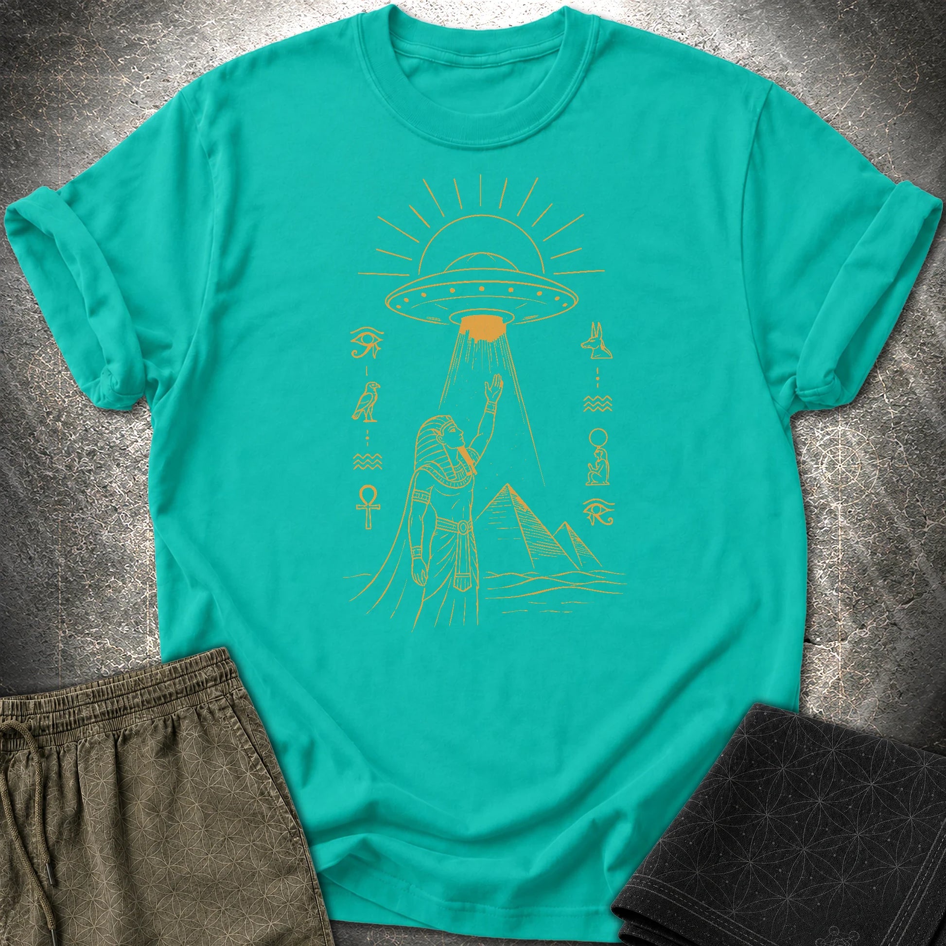 Pharaoh Reaching for the Sky Vessel - Pharaoh Reaching for the Sky Vessel T-Shirt - Jade Dome