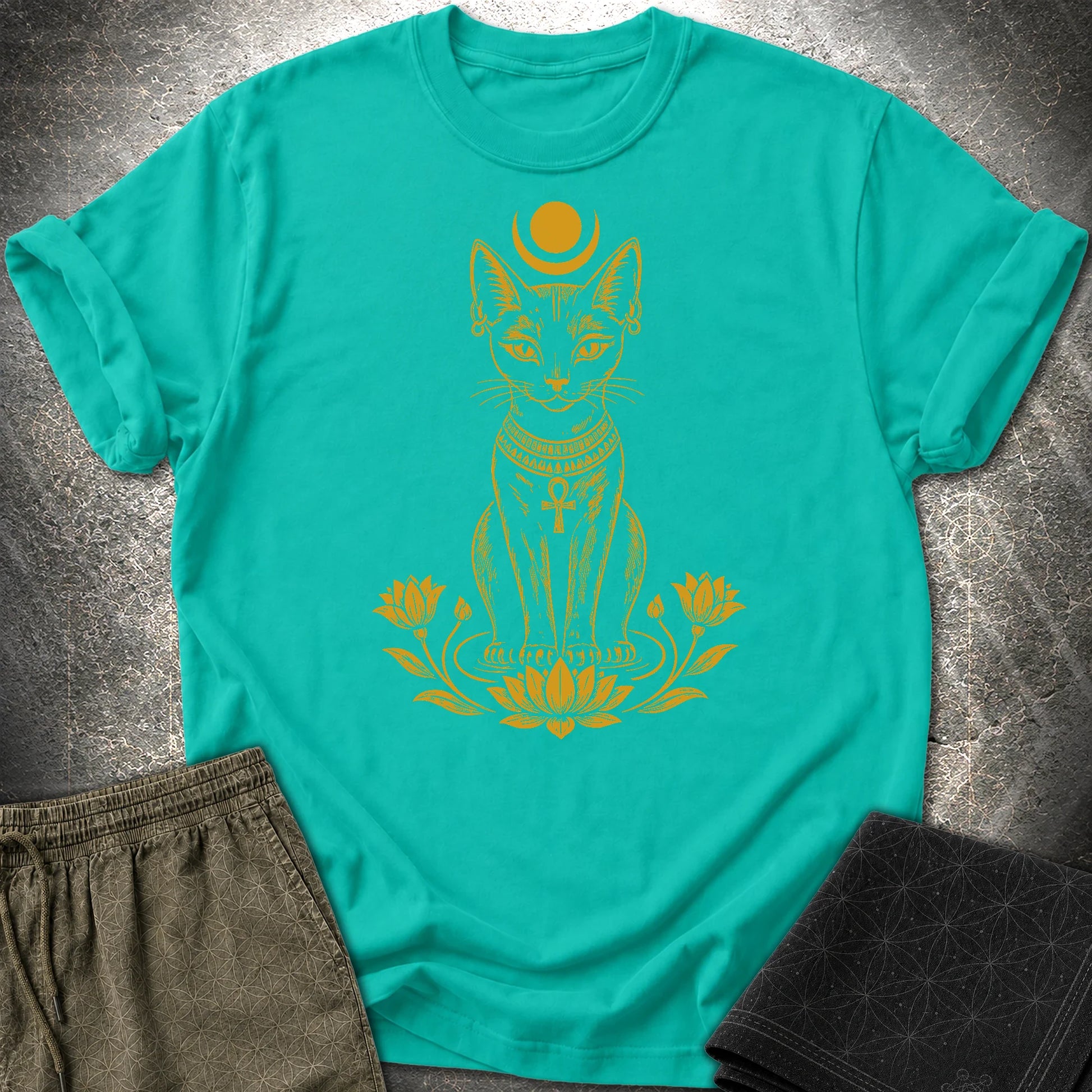 Sacred Cat of the Moon - Sacred Cat of the Moon T-Shirt - Jade Dome