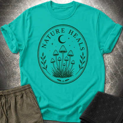 Nature Heals Mushroom T-Shirt - Nature Heals Mushroom T-Shirt - Jade Dome