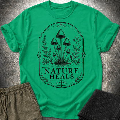 Nature Heals Botanical Fungi T-Shirt - Nature Heals Botanical Fungi T-Shirt - Kelly Green