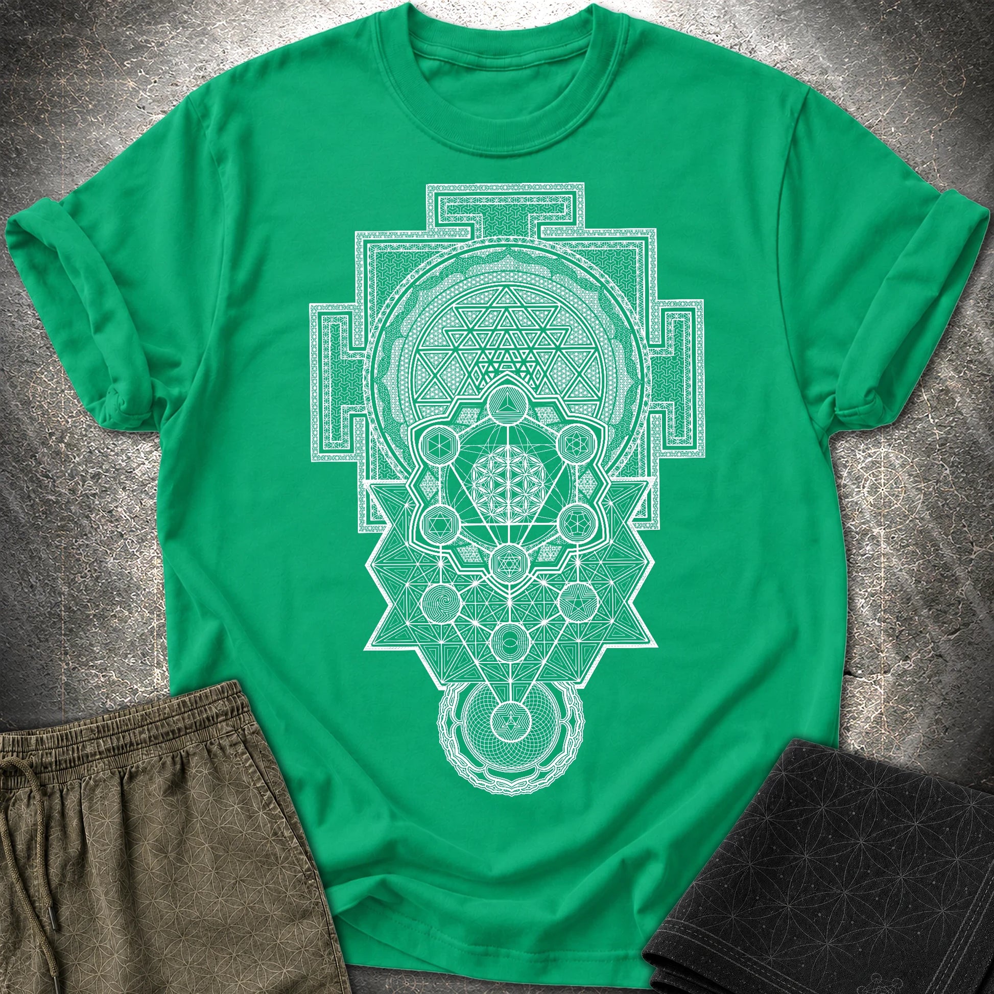 Sacred Geometry Encyclopedia - Sacred Geometry Encyclopedia T-Shirt - Kelly Green