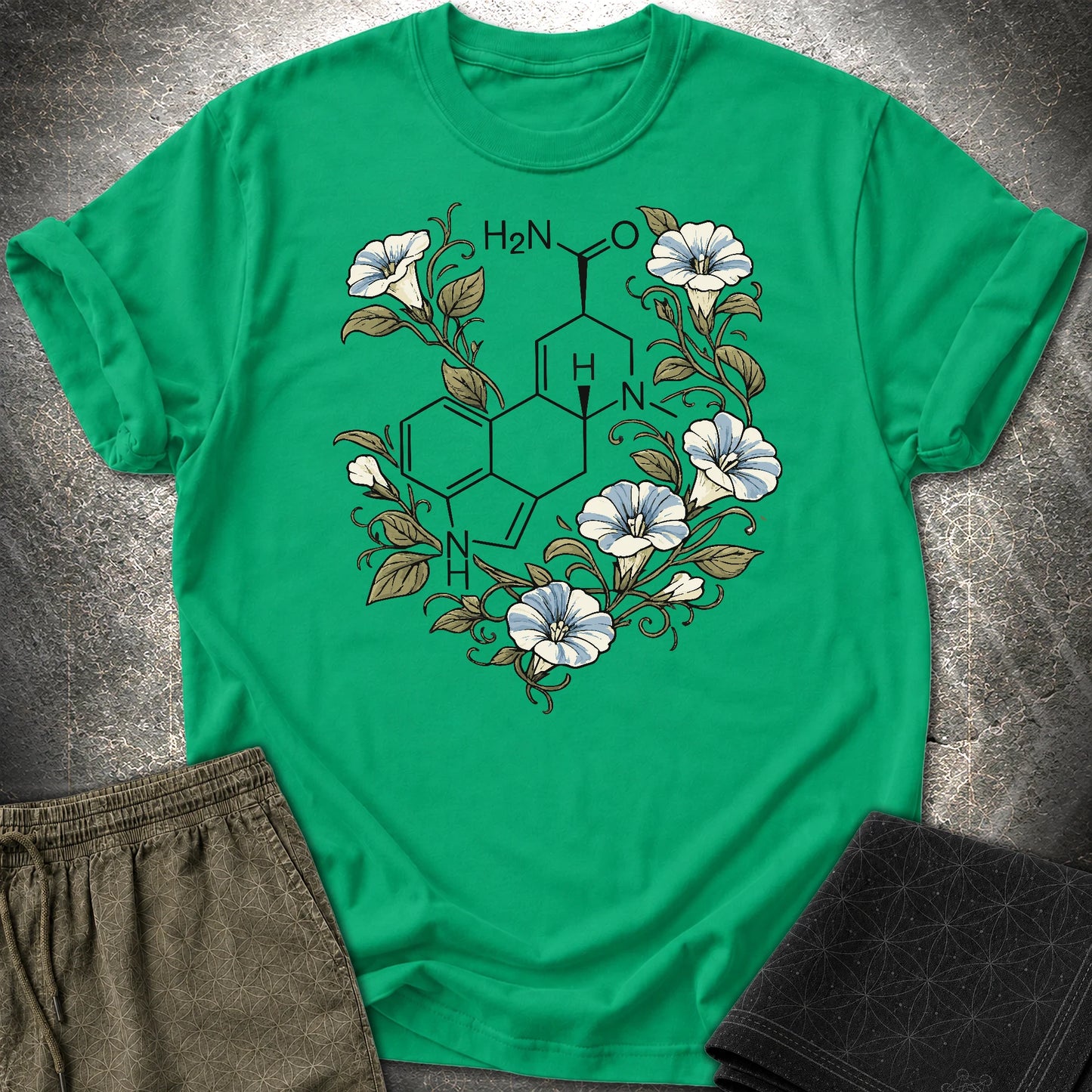 Morning Glory Molecule Color - Morning Glory Molecule Color T-Shirt - Kelly Green