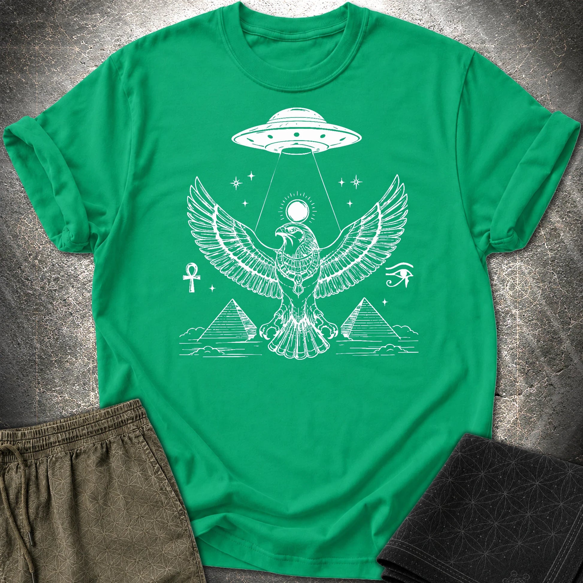 Solar Falcon Beneath the Starship - Solar Falcon Beneath the Starship T-Shirt - Kelly Green