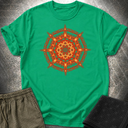 Radiant Geometry Portal Mandala - Radiant Geometry Portal Mandala T-Shirt - Kelly Green