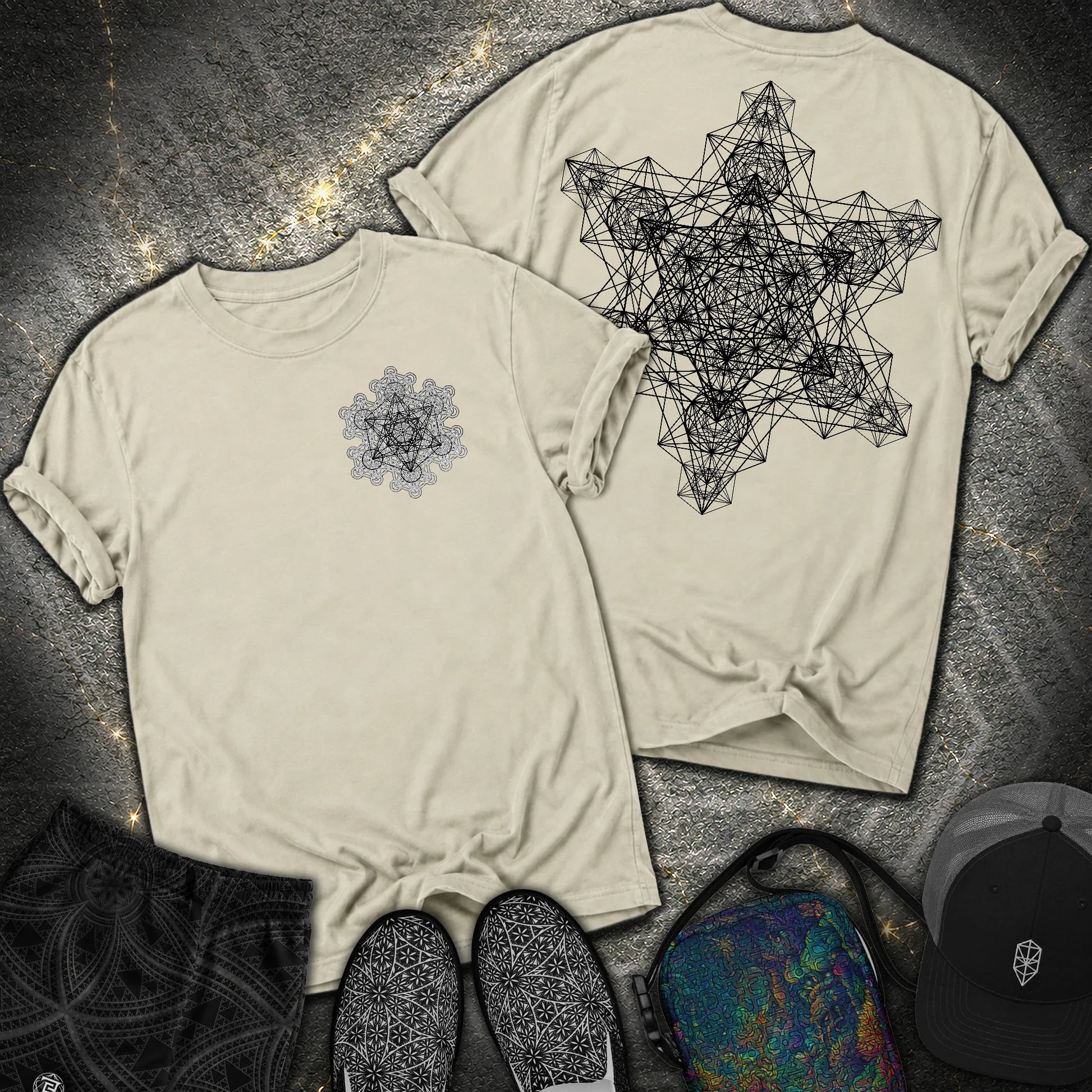 Metatron Fractal Star 2 Sided Comfort T-shirt - Metatron Fractal Star 2 Sided Comfort T-shirt - Khaki