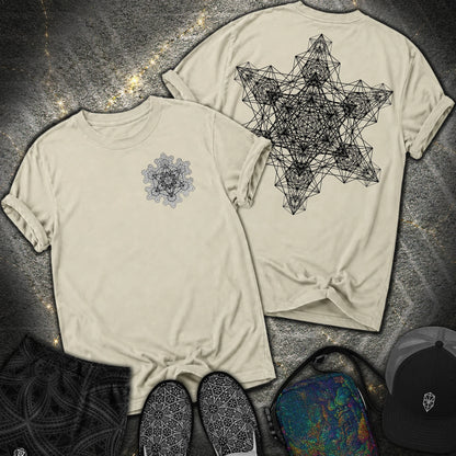 Metatron Fractal Star 2 Sided Comfort T-shirt - Metatron Fractal Star 2 Sided Comfort T-shirt - Khaki