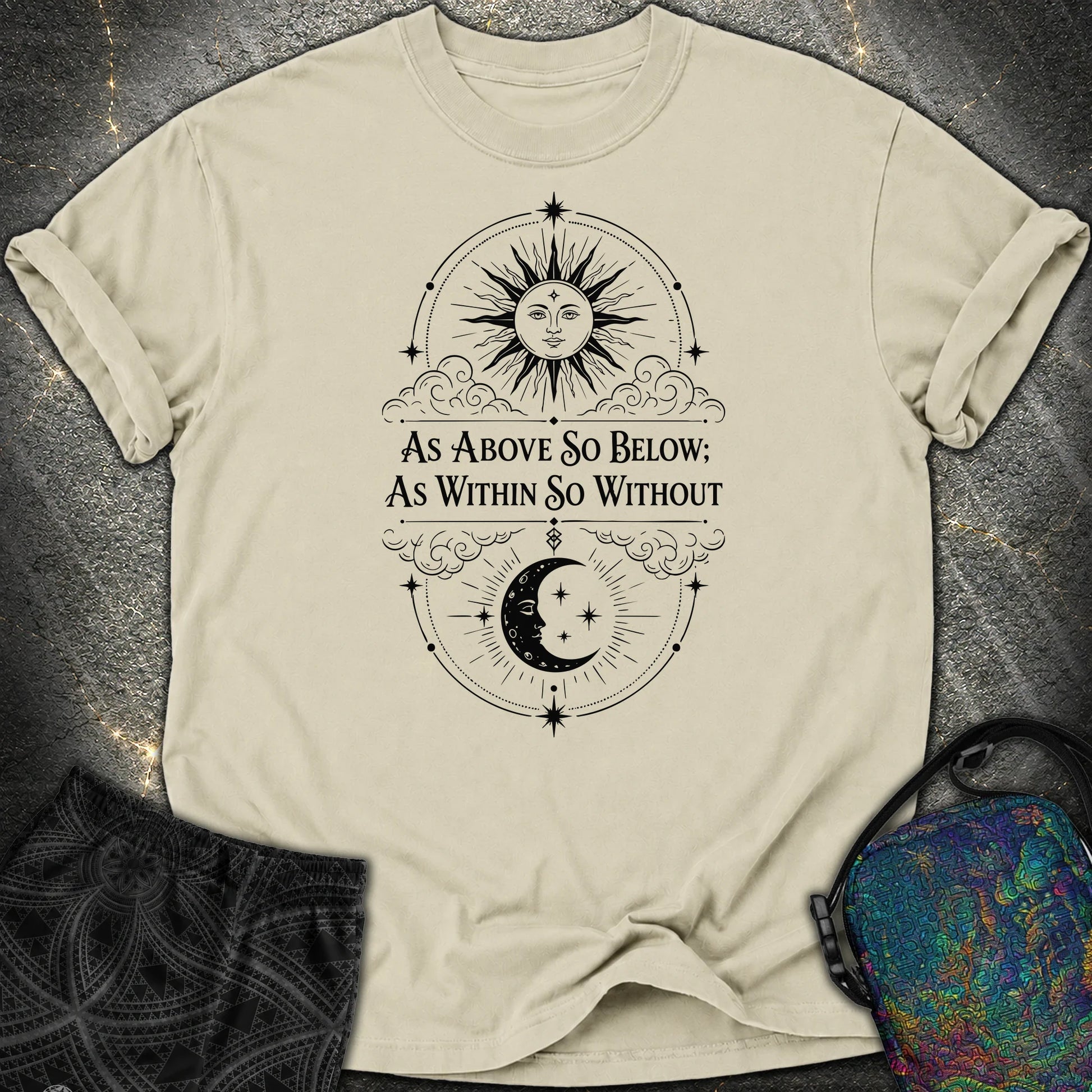 As Above So Below Sun Moon - As Above So Below Sun Moon Comfort T-Shirt - Khaki