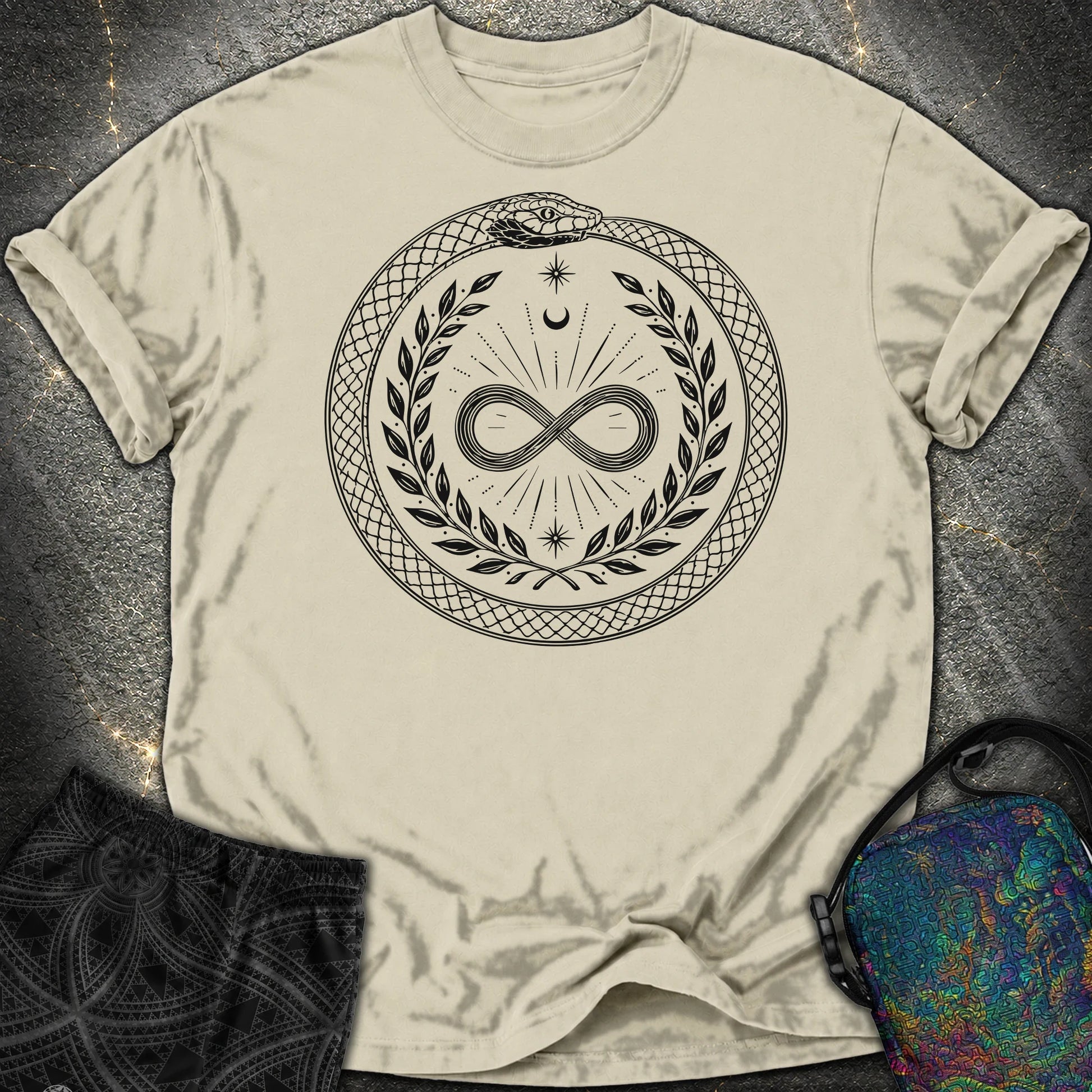 888 Ouroboros Infinity Comfort T-Shirt - 888 Ouroboros Infinity Comfort T-Shirt - Khaki