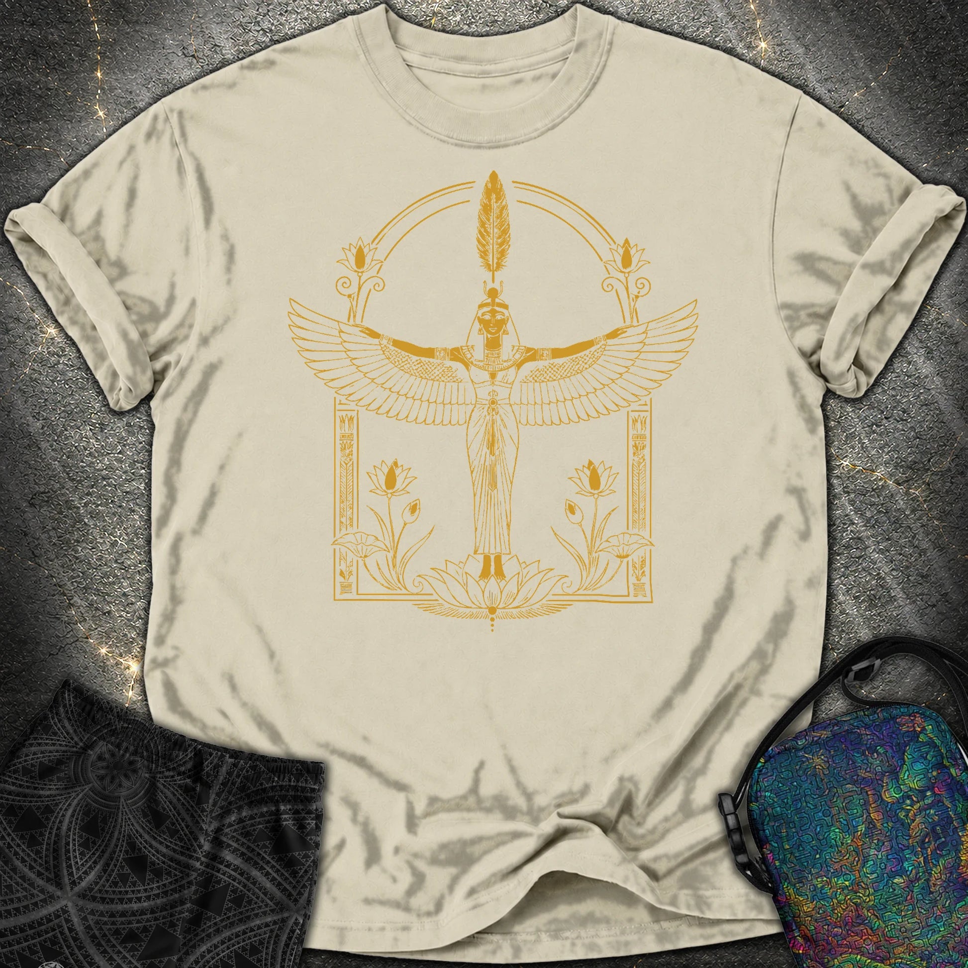 Winged Goddess of Sacred Balance - Winged Goddess of Sacred Balance Comfort T-Shirt - Khaki