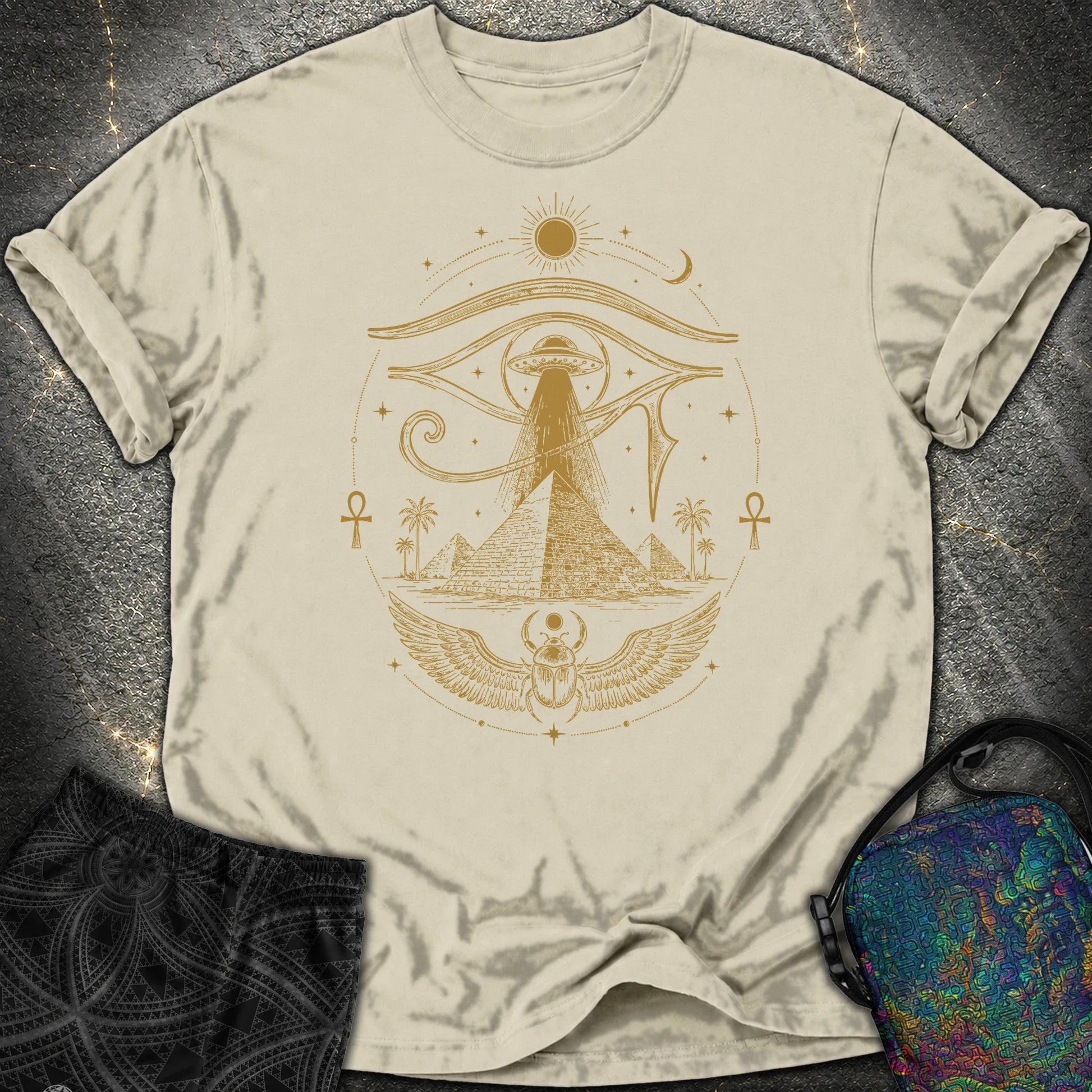 Ancient Eye Over the Pyramids - Ancient Eye Over the Pyramids Comfort T-Shirt - Khaki
