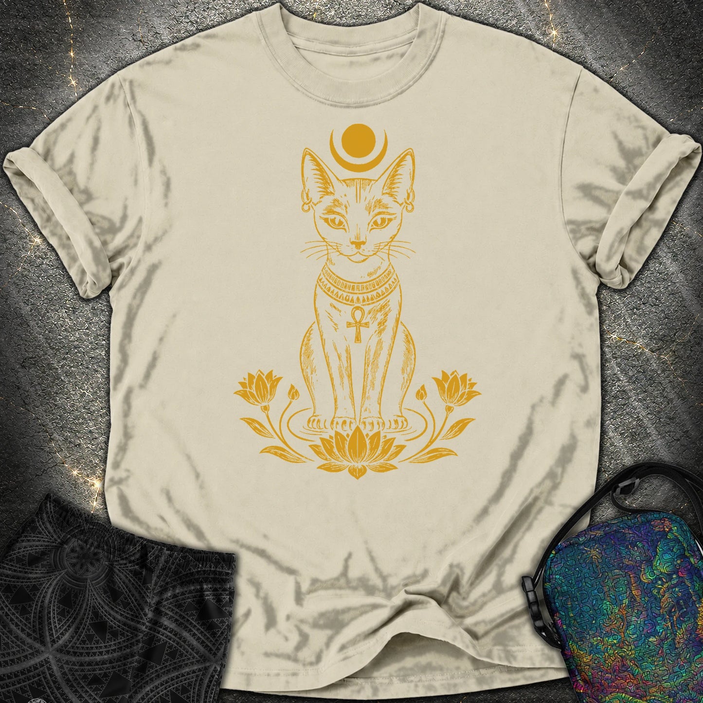 Sacred Cat of the Moon - Sacred Cat of the Moon Comfort T-Shirt - Khaki