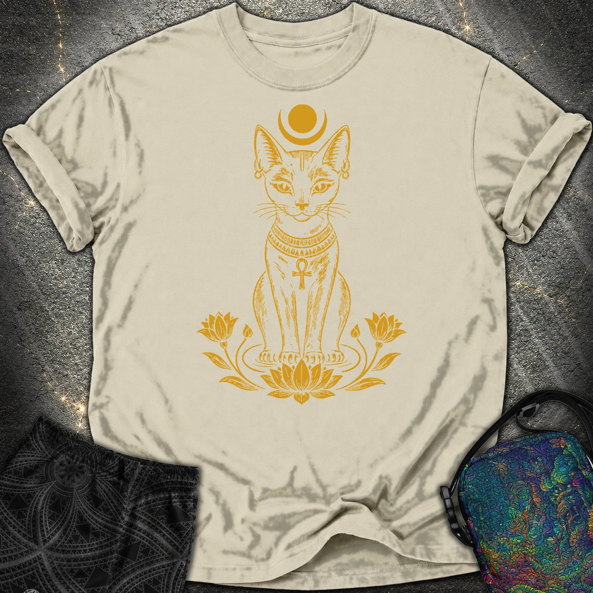 Sacred Cat of the Moon - Sacred Cat of the Moon Comfort T-Shirt - Khaki