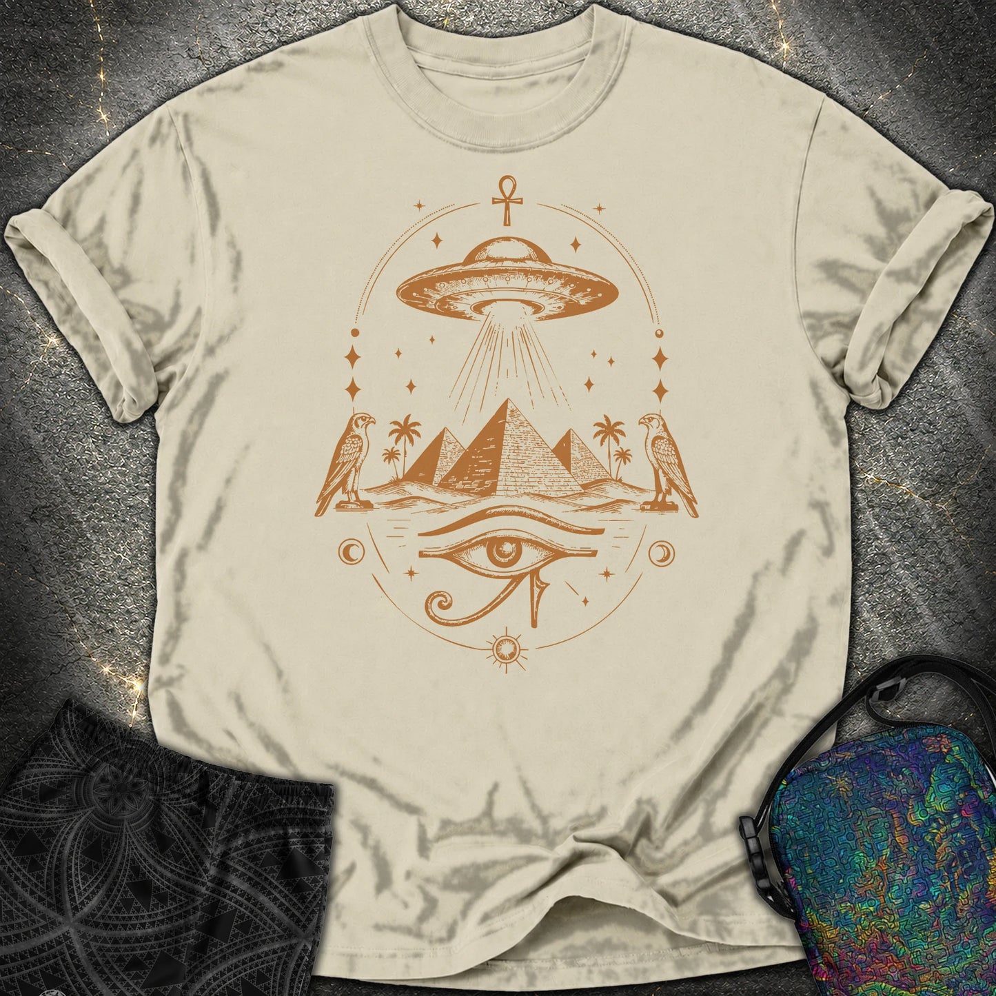 Starship Above the Sacred Pyramids - Starship Above the Sacred Pyramids Comfort T-Shirt - Khaki