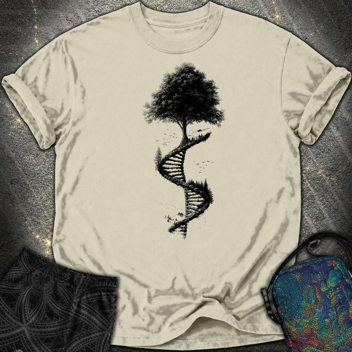 Tree of Life DNA Double Helix Comfort T-Shirt - Tree of Life DNA Double Helix Comfort T-Shirt - Khaki