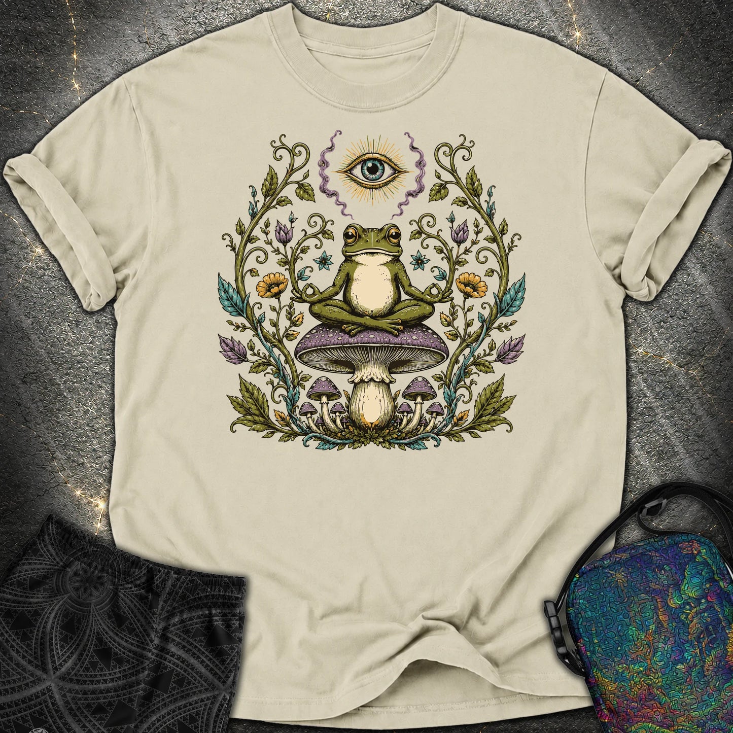enlightened Frog - enlightened Frog Comfort T-Shirt - Khaki