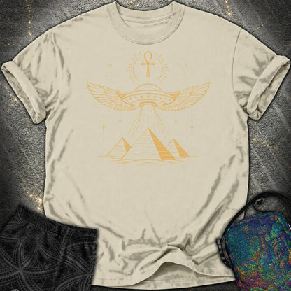 Winged Starship Over the Pyramids - Winged Starship Over the Pyramids Comfort T-Shirt - Khaki