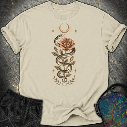 Snake Rose Moon - Snake Rose Moon Comfort T-Shirt - Khaki