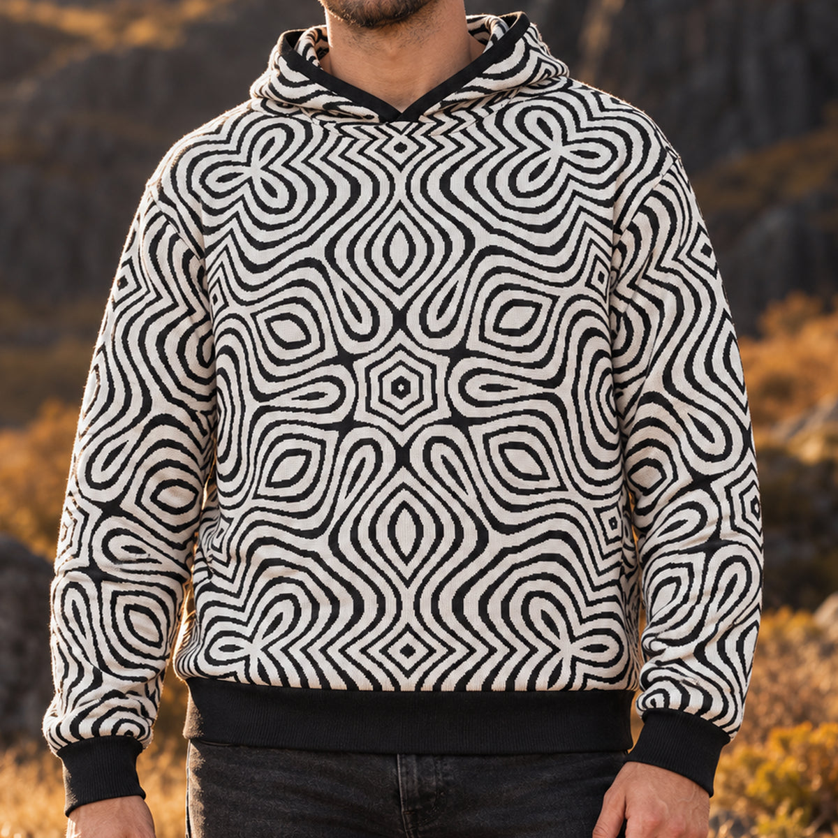 Optical Illusion Psychedelic Wave Unisex Knitted Hoodie
