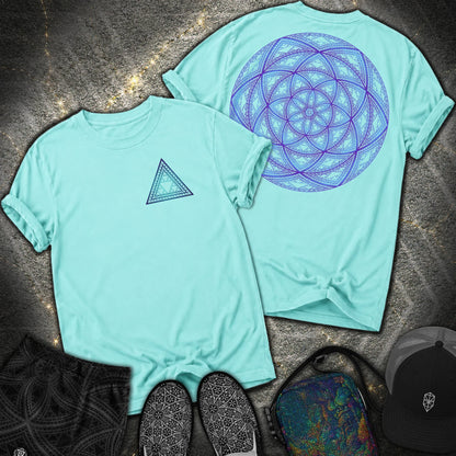 Sierpinski Seed Of Life 2 Sided Comfort T-Shirt - Sierpinski Seed Of Life 2 Sided Comfort T-Shirt - Lagoon Blue