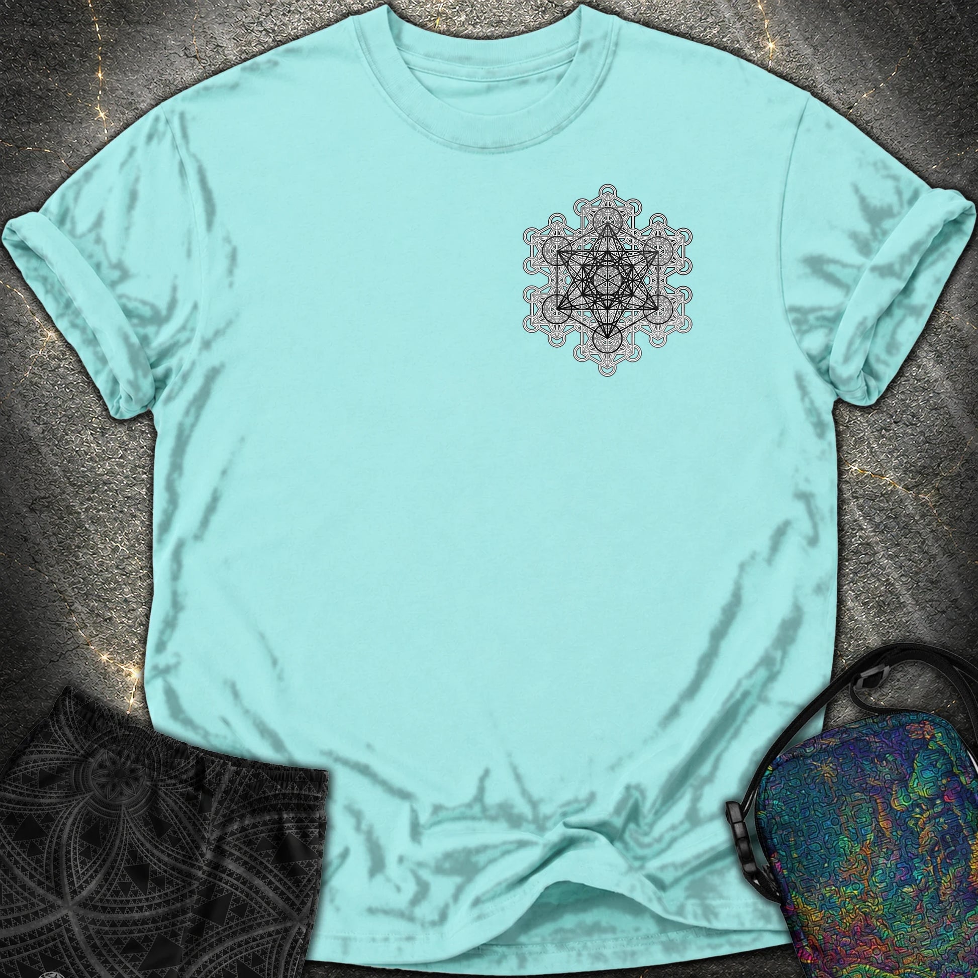 Metatron Fractal Star Comfort T-shirt - Metatron Fractal Star Comfort T-shirt - Lagoon Blue