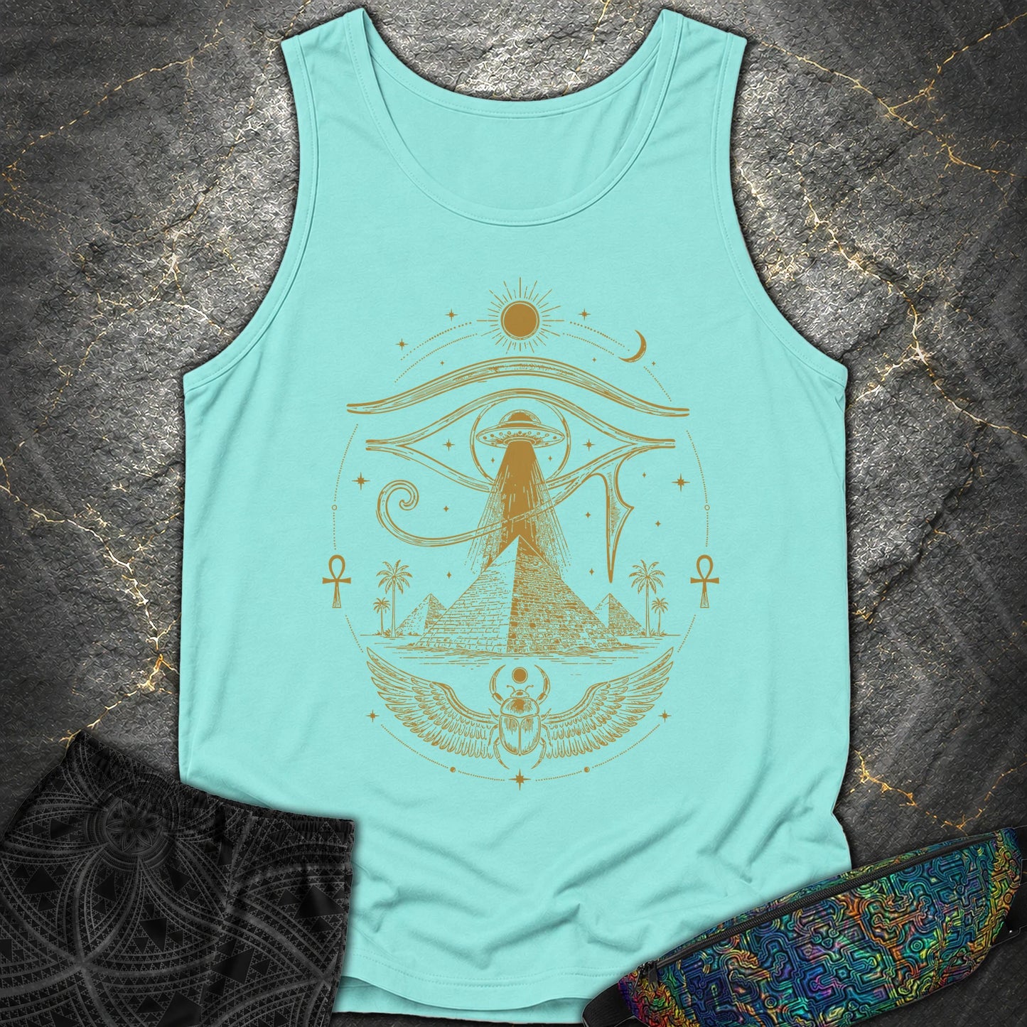 Ancient Eye Over the Pyramids - Ancient Eye Over the Pyramids Comfort Tank Top - Lagoon Blue