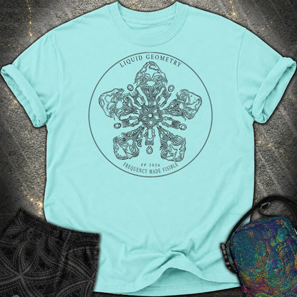 Sacred Geometry Sound Wave Art Cymatic Comfort T-Shirt - Sacred Geometry Sound Wave Art Cymatic Comfort T-Shirt - Lagoon Blue