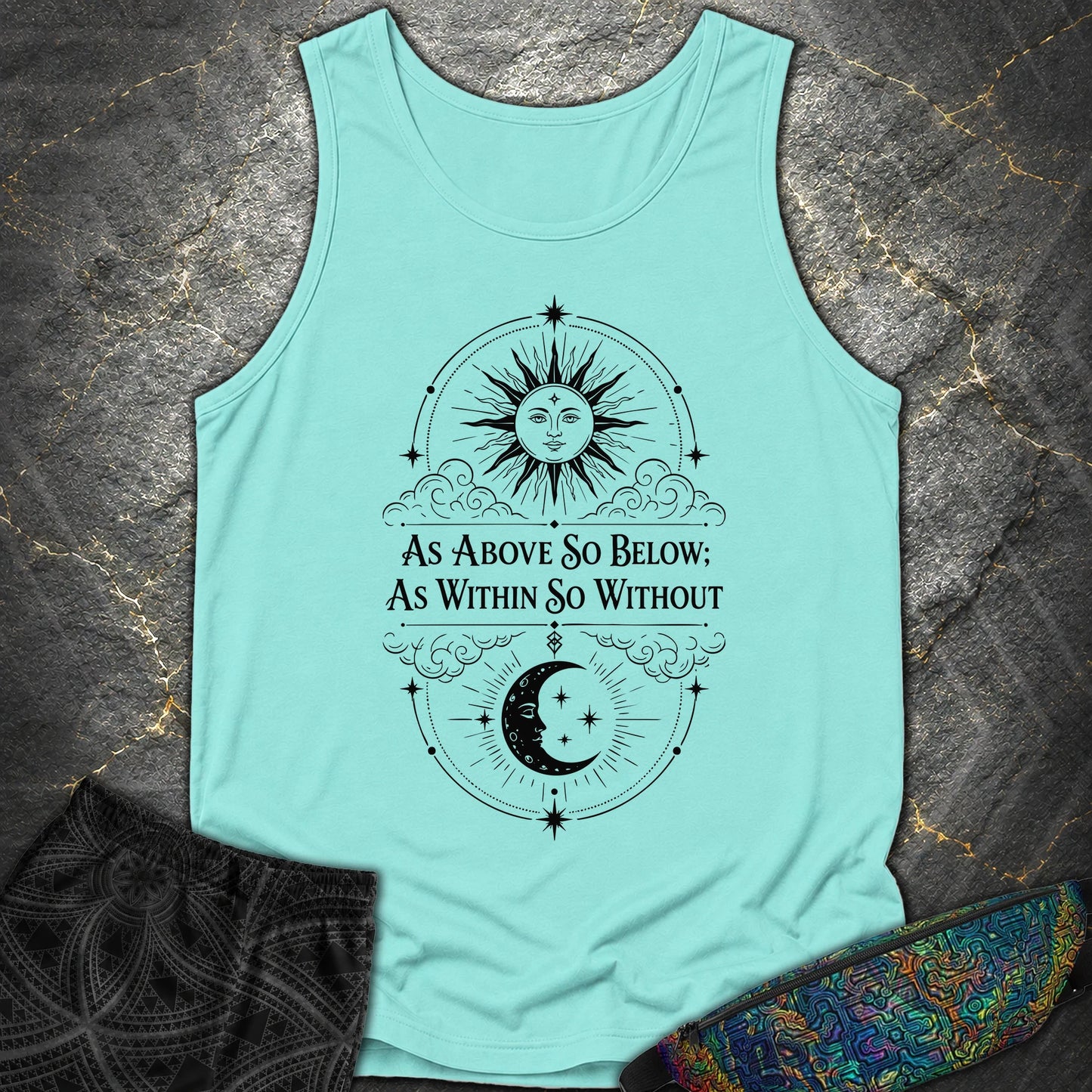 As Above So Below Sun Moon - As Above So Below Sun Moon Comfort Tank Top - Lagoon Blue