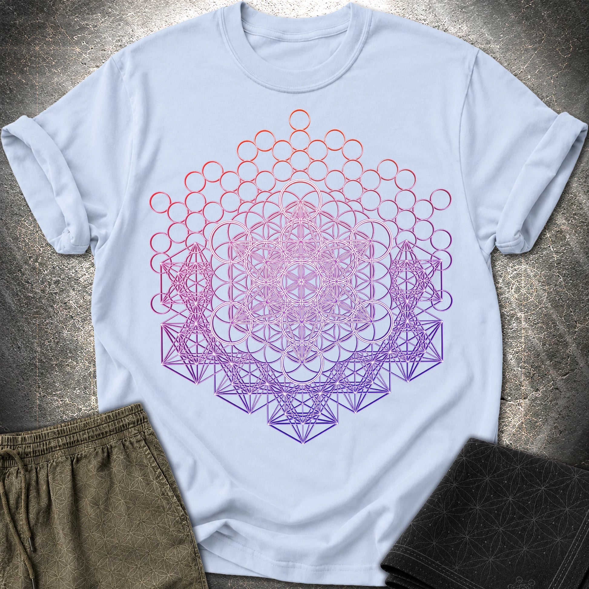 Metatron And Flower Connection - Metatron And Flower Connection T-Shirt - Light Blue
