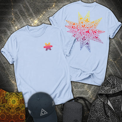 Colorful Stellated Dodecahedron 2 Sided T-Shirt - Colorful Stellated Dodecahedron 2 Sided T-Shirt - Light Blue