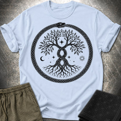 888 Ouroboros Tree T-Shirt - 888 Ouroboros Tree T-Shirt - Light Blue