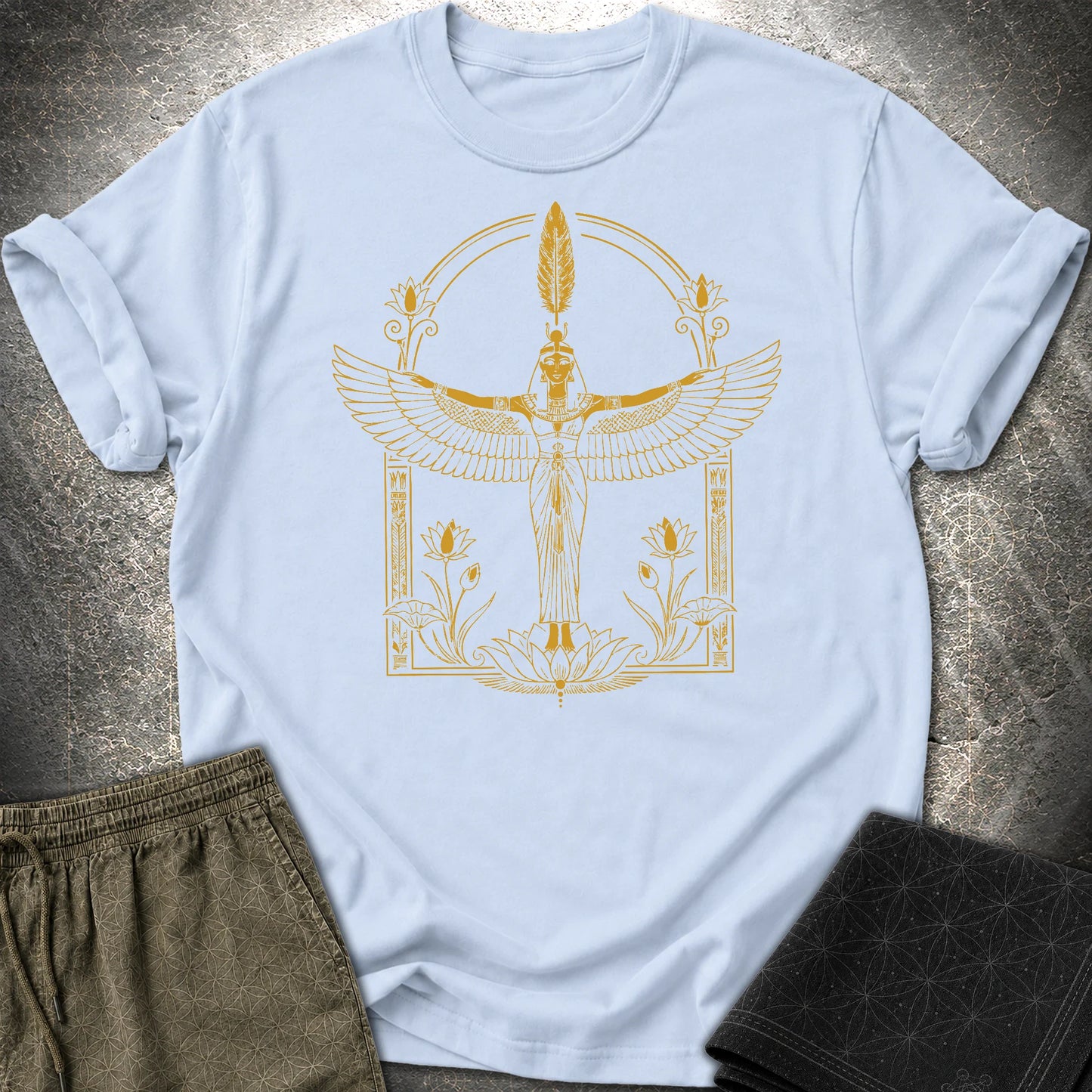 Winged Goddess of Sacred Balance - Winged Goddess of Sacred Balance T-Shirt - Light Blue