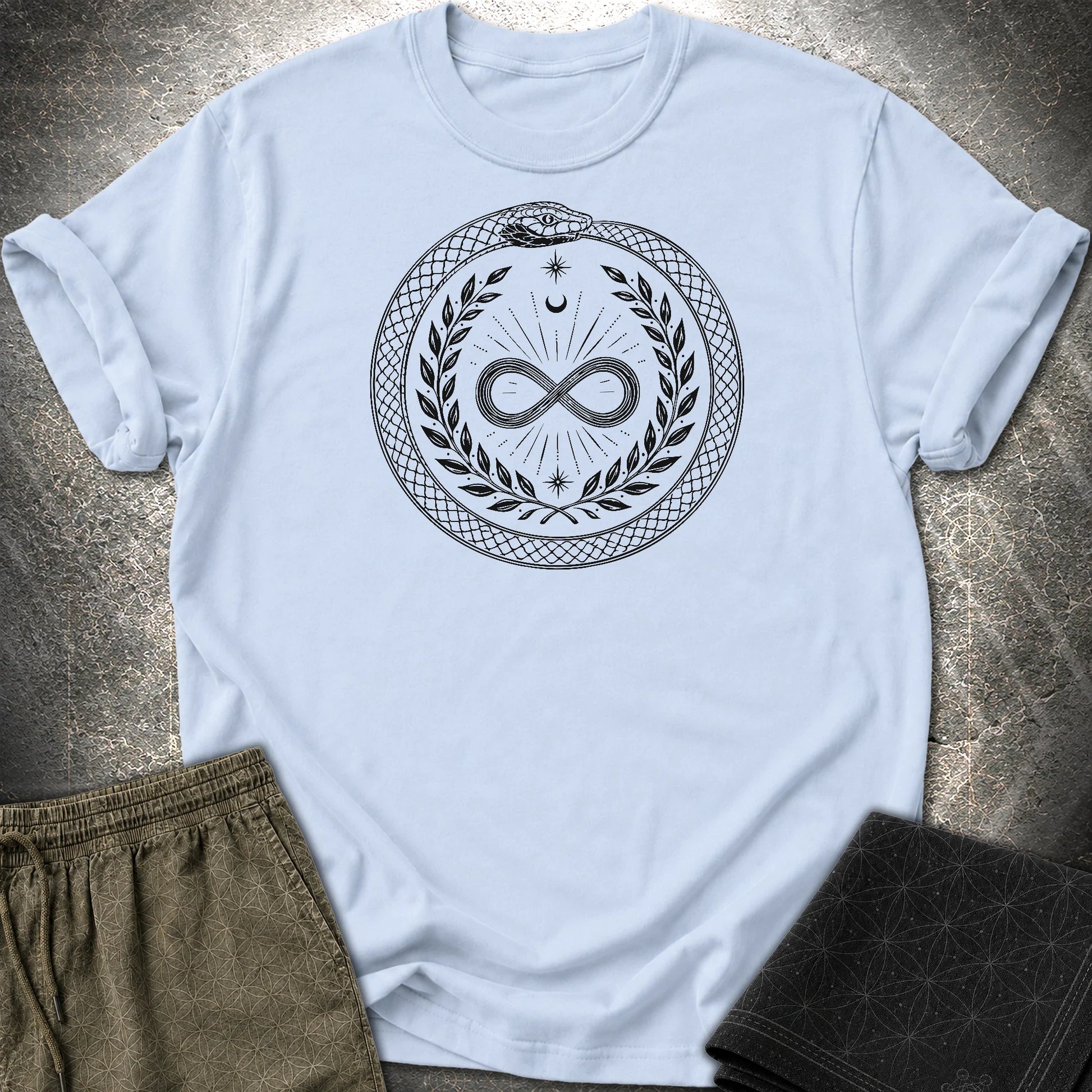888 Ouroboros Infinity Unisex T-Shirt - 888 Ouroboros Infinity Unisex T-Shirt - Light Blue