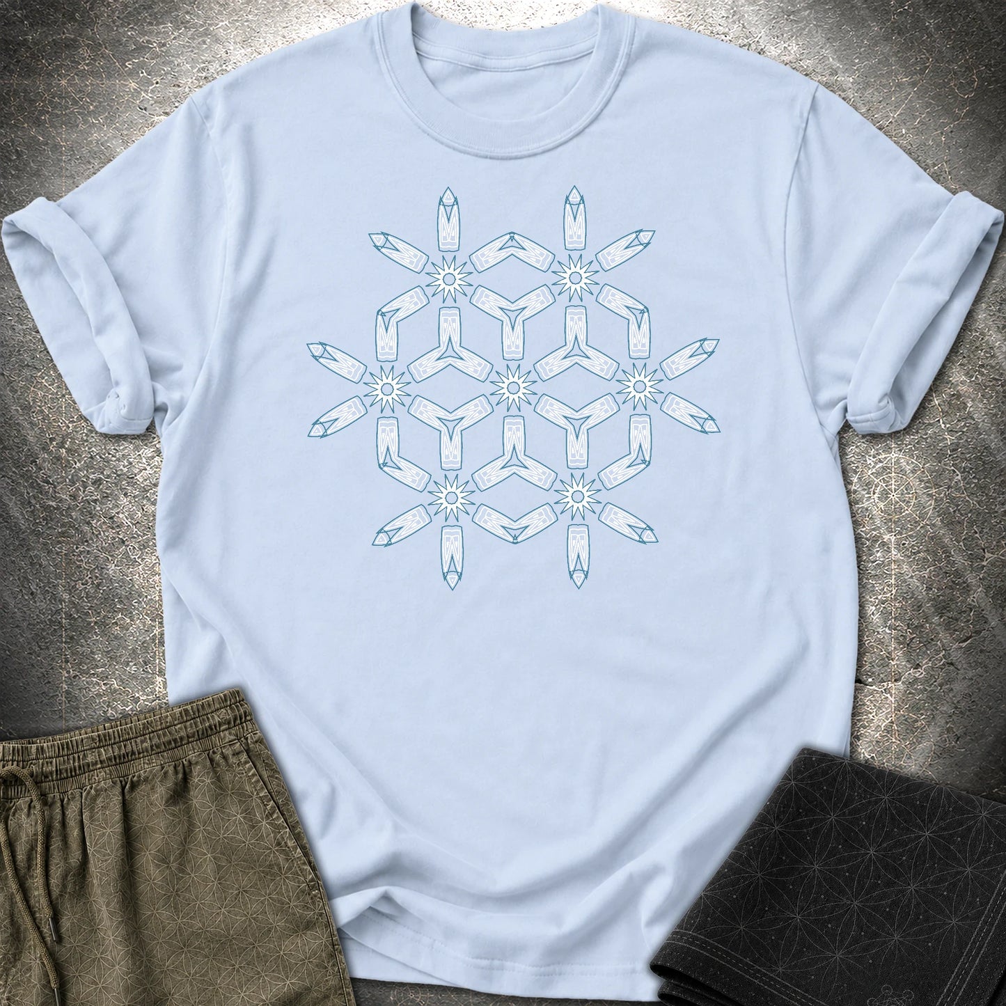 Tribal Geometry - Tribal Geometry T-Shirt - Light Blue