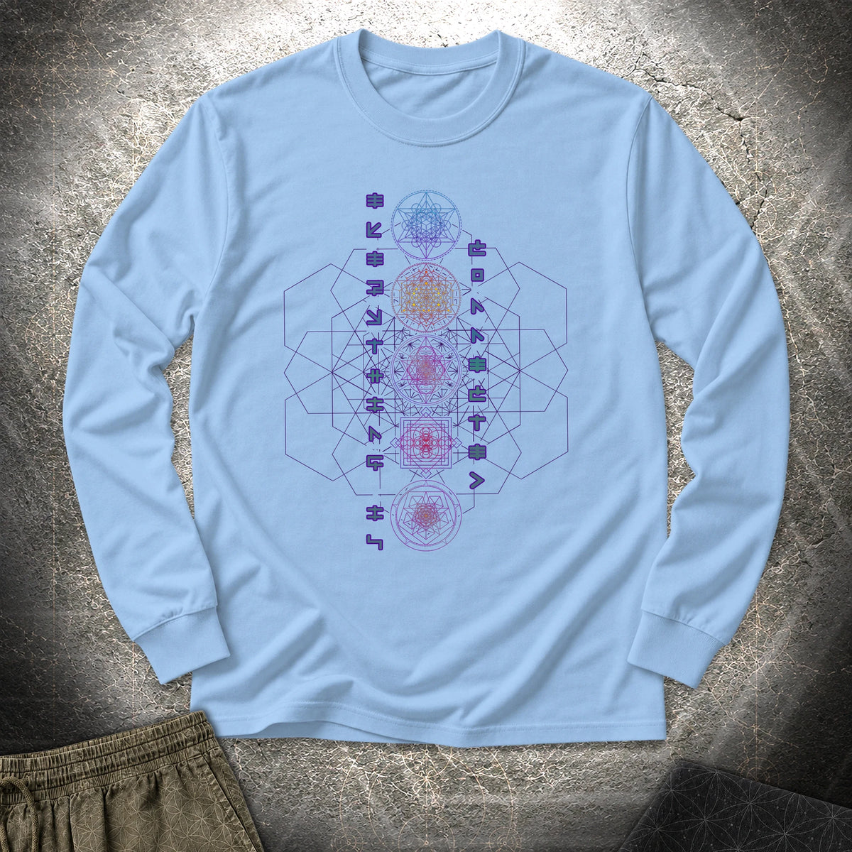 Everything Is Connected Sacred Geometry - Everything Is Connected Sacred Geometry Long Sleeve Shirt - Light Blue