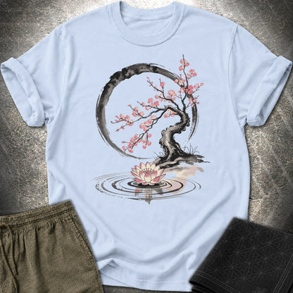 Cherry Blossom Lotus Zen T-shirt - Cherry Blossom Lotus Zen T-shirt - Light Blue
