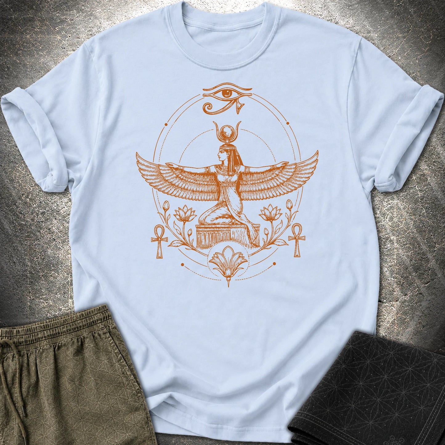 Winged Goddess of the Nile - Winged Goddess of the Nile T-Shirt - Light Blue