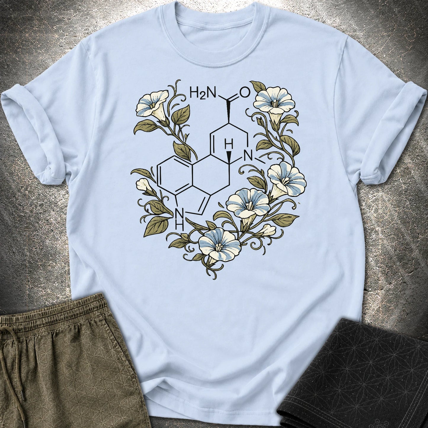 Morning Glory Molecule Color - Morning Glory Molecule Color T-Shirt - Light Blue