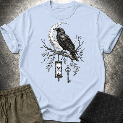 Crow Hourglass Key - Crow Hourglass Key T-Shirt - Light Blue