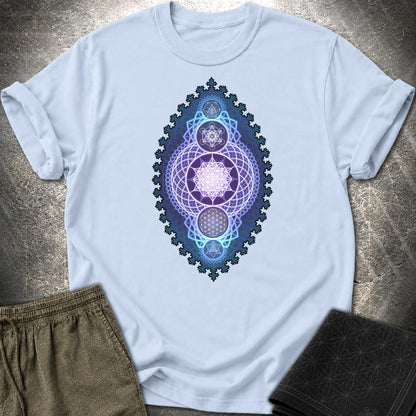 Blue Fractal Sacred Geometry Fusion T-Shirt - Blue Fractal Sacred Geometry Fusion T-Shirt - Light Blue