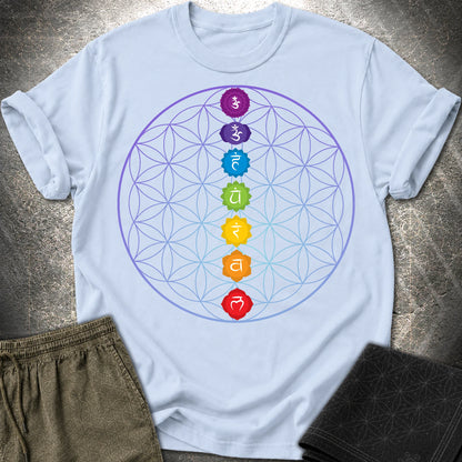 Chakras Flower Of Life T-Shirt - Chakras Flower Of Life T-Shirt - Light Blue