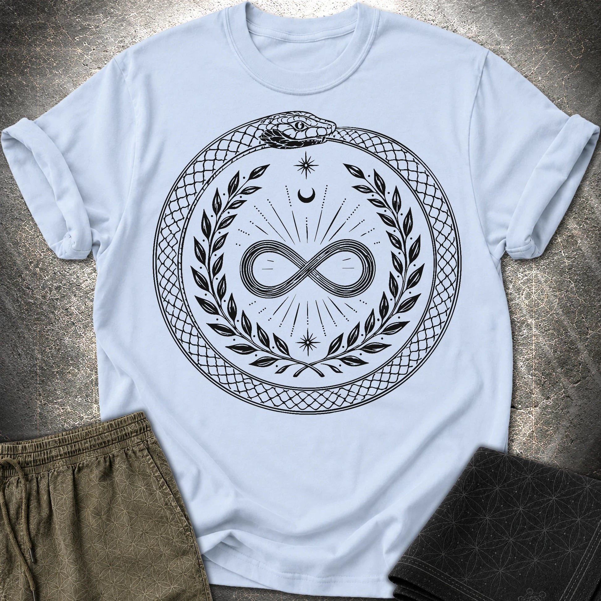 888 Ouroboros Infinity Unisex T-Shirt - 888 Ouroboros Infinity Unisex T-Shirt - Light Blue