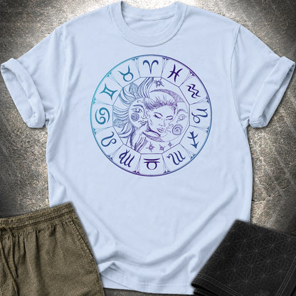 Sun Moon Zodiac T-Shirt - Sun Moon Zodiac T-Shirt - Light Blue